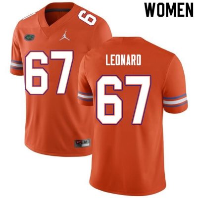 Women's Florida Gators #67 Richie Leonard NCAA Nike Orange Authentic Stitched College Football Jersey QDF2262MU